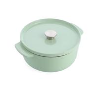 KitchenAid Cast Iron Olla Cocotte de Hierro Fundido Esmaltado con Tapa, Ø 26cm, Redonda, 5,2L, 6kg, Alta Calidad y Durabilidad, Freir, Dorar, Sin PFAS, Inducción, Mango Ergonómico,Horno 260°C,Pistacho