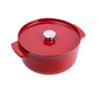 KitchenAid Cast Iron Olla Cocotte de Hierro Fundido Esmaltado con Tapa, Ø 26cm, Redonda, 5,2L, 6kg, Alta Calidad y Durabilidad, Freir,Dorar,Sin PFAS,Inducción,Mango Ergonómico,Horno 260°C,Rojo Imperio