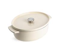 KitchenAid Olla Oval de Hierro Fundido con Tapa, Cast Iron, Crema de almendras