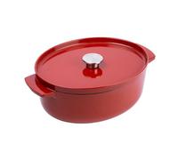 KitchenAid Cast Iron Olla Cocotte de Hierro Fundido Esmaltado con Tapa, Ø 30cm, Ovalado, 5,6L, 6,3kg,Alta Calidad y Durabilidad,Freir,Dorar,Sin PFAS,Inducción,Mango Ergonómico,Horno 260°C,Rojo Imperio