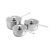 KitchenAid Cazo de cerámica antiadherente de acero inoxidable sin PFAS, 16 cm/1,5 L, revestido, apto para inducción, apto para horno, color plateado