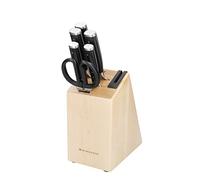 KitchenAid Classic Juego de Cuchillos de 6 Piezas con Bloque, Afilados Cuchillos de Cocina de Acero Japonés con Alto Contenido en Carbono y Soporte de Abedul