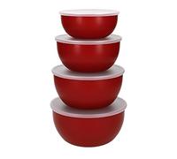 KitchenAid Ensaladeras de plástico con Tapa, Juego de 4, Boles Cocina, Mixing bowl Set, Rojas