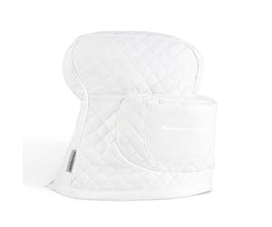 KITCHENAID Fitted Tilt-Head Stand Mixer Cover with Storage Pocket, Quilted 100% Cotton,14.4"x18"x10", White