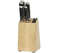 KitchenAid Gourmet Juego de cuchillos de acero japonés de 5 piezas con afilador y bloque de madera de abedul