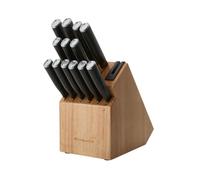 KitchenAid Juego clásico de bloques de cuchillos con afilador de cuchillos integrado, cuchillos de cocina de acero inoxidable de alto carbono, juego de cuchillos de cocina afilados con bloque, 14