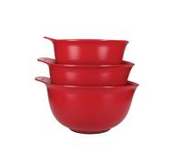 KitchenAid Juego de 3 Boles con Pico Vertedor Apilables, 2,4 L, 3,3 L y 4,3 L - Rojo