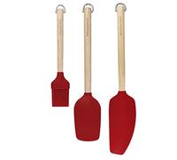 KitchenAid Juego de 3 piezas para hornear madera de abedul con cepillo de repostería, espátula de cuchara y espátula mezcladora