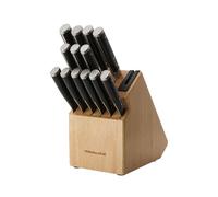 KitchenAid Juego de bloques de cuchillos forjados con triple remachado con afilador de cuchillos integrado, cuchillos de cocina de acero inoxidable de alto carbono, juego de cuchillos de cocina