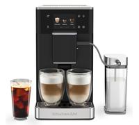 KitchenAid KF4 - Máquina de café con trituradora, totalmente automática, más de 20 recetas (café caliente y helado), pantalla táctil, sistema AutoMilk, diseño compacto, negro regaliz (5KES8454)