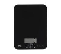 KitchenAid KQ914BA Báscula digital de cocina y alimentos con tapa de vidrio, capacidad de 11 libras, mide ingredientes líquidos y secos, perilla giratoria, resultados precisos para hornear, cocinar,