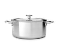 KitchenAid MultiPly 3PLY Cacerola de acero inoxidable sin PFAS con tapa de cristal, 20 cm/3,11 L, Triple Capa, Multiclad, Inducción, Apta para horno hasta 220°C, Lavavajillas, Plateada