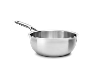 KitchenAid MultiPly 3PLY Sartén de Chef de Acero Inoxidable Sin PFAS, 20 cm/2,36 L Triple Capa, Multiclad, Inducción, Apta para Horno hasta 220°C, Apta para Lavavajillas, Plateada