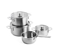 KitchenAid Batería de Cocina Antiadherente, Acero Inoxidable con Tapa