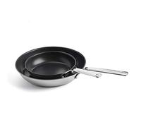 KitchenAid Stainless Steel Juego de Sartenes Antiadherentes, Acero Inoxidable de 3 Capas, 20 cm y 28 cm, Aptas para Horno y Lavavajillas, Multi Capa, Inducción, Plata