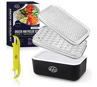 KitchenBe1 - Rallador de Queso, Recipiente con Tapa y Pelador,Recipiente para Conservar Comida con Pies Protectores de Goma,Rallador de Cocina Perfecto para los Amantes las Verduras y las Frutas,Negro