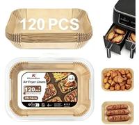 KitchenBoss 120 Piezas Papel para Freidora de Aire Doble, Rectangular Papel de Horno Accesorios Compatible con Ninja Cookwise Dual Double Stack Air Fryer