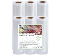 KitchenBoss 6 rollos de sellado al vacío: 20 + 28 cm x 300 cm, 6 rollos de bolsas de almacenamiento de alimentos, rollo de sellado al vacío sin BPA, bolsa de máquina selladora al vacío para cocinar al