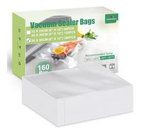 KitchenBoss Bolsas de Vacío para Alimentos 160 Unidades：Bolsas Vacio Alimentos 20x30cm | 175 µm | Bolsa Gofrada Envasado al Vacio para Envasadora y Cocción Sous Vide