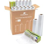 KitchenBoss Bolsas de Vacío para Alimentos 20 Rollos con 2 Caja de Corte：Rollos Envasadora al Vacio 20 x 300 cm (10) + 28 x 300 cm (10), Aptas para Envasadoras al Vacío y Cocinas Sous Vide