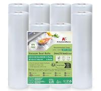 KitchenBoss Bolsas de Vacío para Alimentos 8 Rollos 20x2/28x6 x 300cm, Goffradas Sin BPA - Rollos Envasadora al Vacío para Congelador Sous Vide y Cocina Doméstica