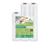 KitchenBoss Bolsas para Envasar al Vacio：20/28x300cm 3 Rollos, Bolsas Vacio Alimentos para Envasadora al Vacío y Cocción Sous Vide, Fuerte y Resistente al Desgarro