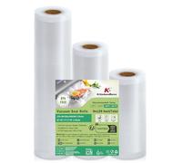 KitchenBoss Bolsas selladoras de alimentos al vacío: 3 paquetes de 15 20 bolsas Sous Vide de 28 x 300 cm, rollos de sellado al vacío sin BPA para almacenamiento de congeladores de alimentos, rollos de