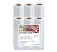 KitchenBoss Bolsas Vacio Alimentos：6 Rollos 20/28 x 300cm Bolsas Envasar al Vacio Alimentos para Envasadora, Bolsas Vacio Alimentos para Conservación de Alimentos, Rollos Envasadora al Vacio Sin BPA