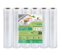 KitchenBoss Bolsas Vacio Alimentos：6 Rollos 28 x 300 cm, Rollos Envasadora al Vacio sin BPA, Bolsas Envasar al Vacio Gofradas Soporta Congelación y Ebullición