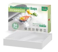 KitchenBoss Bolsas Vacio Alimentos 80 Bolsas：Bolsas al Vacío para Alimentos 20x30 cm para Conservación de Alimentos, Bolsas Envasar al Vacio Apto para Máquinas de Vacío, 175 µm