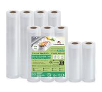 KitchenBoss Bolsas Vacio Alimentos 9 Rollos:Rollos Envasadora al Vacio 15x2/20x3/28x4/300cm, Bolsas Envasar al Vacio Alimentos para Máquinas Selladoras, Rollos al Vacio Resistente al Desgarro
