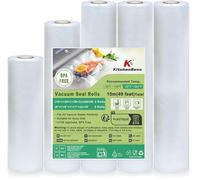 KitchenBoss Bolsas Vacío para Alimentos 5 Rollos 28x3/20x1/15x1/300 cm, Rollos Envasadora al Vacio para Conservación de Alimentos, Bolsas Vacio Alimentos Sin BPA