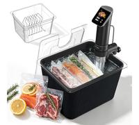 KitchenBoss Contenedor Sous Vide 11L con Tapa y Rejilla de Acero Inoxidable - Set Completo con Funda Aislante, Compatible con la Mayoría de los Roners, Cocción Larga y Uniforme