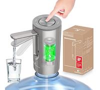 KitchenBoss-Dispensador de Agua Electrico-Bomba Agua Garrafa: Dosificador Agua Garrafas Portable, Carga Tipo C, Dosificador de Agua para Botellas de 3.8-18.9 litros, Gris Plateado