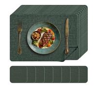KitchenBoss Manteles Individuales Lavables Salvamanteles Individuales y Posavasos: Juego de 4, Mantel Individual de Doble Cara, Resistentes al Calor Antideslizante 43X30cm,Verde