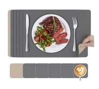 KitchenBoss Manteles Individuales Lavables y Posavasos: Juego de 6 Mantel Individuales Salvamanteles de Doble Cara PVC，Resistentes al Calor Antideslizante （43x30cm）