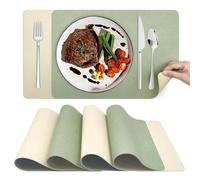 KitchenBoss Manteles Individuales Lavables y Posavasos: Juego de 6 Salvamanteles Individuales, Mantel Individual de Doble Cara, Resistentes al Calor Antideslizante，43x30cm