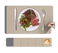 KitchenBoss Manteles Individuales Lavables y Posavasos: Salvamanteles Individuales Juego de 6, Mantel Individual de Doble Cara, Resistentes al Calor Antideslizante 43x30cm