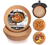 KitchenBoss Papel Horno Freidora Aire: 100 Piezas 20cm Papel para Air Fryer Redondo Antiadherente Desechable Resistente Baking Paper para Freidora Horno Sartenes Horne
