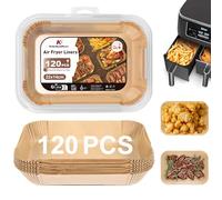 KitchenBoss Papel para Freidora de Aire: 120 Piezas Rectangular Papel Pergamino Freidora Aire 22 x 14cm, Desechable Antiadherente Air Fryer Papel de Horno Compatible con Ninja AF300EU AF400EU