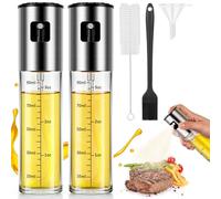 KitchenBoss Pulverizador Aceite Spray para Cocina 100ml, 2 Piezas Dosificador Aceite Spray con Cepillo, Embudo y Pincel de Aceitera Sprayer para Ensaladas, Planchas y Freidoras Aire