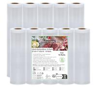 KitchenBoss Rollos Envasadora al Vacio：10 Rollos Bolsas Vacio Alimentos Gofradas, 20/28 x 300cm, Bolsas Envasar al Vacio para Alimentos y Sous Vide Cocina, Compatibles con Selladoras al Vacío