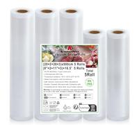 KitchenBoss Rollos Envasadora al Vacio 5 Rollos：Bolsas Vacio Alimentos 28x3/20x2/x500 cm, Bolsas Envasar al Vacio Alimentos de Calidad Alimentaria, para Sous Vide y Máquina de Vacío