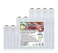 KitchenBoss Rollos Envasadora al Vacio Bolsas Envasar al Vacio Alimentos:Bolsas Vacio Alimentos Bolsas de Envasar Al Vacio para Sous Vide 8 Rollen 15x2/20x2/28x4/x300CM sin BPA