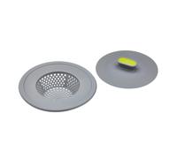 KitchenCraft Colador de plástico 2 en 1 para tapón y fregadero, 11,5 cm (4,5") - Gris / Verde