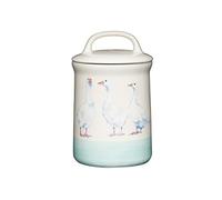 KitchenCraft Apple Farm Jarra Hermética de Cerámica con Estampado Estilo Acuarela de Patos, 10.5 x 17.5 cm - Color Crema y Verde