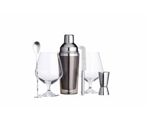 KitchenCraft BarCraft Set de Regalo de Coctelería Incluye Coctelera 400 ml, Cuchara, Vaso Medidor, Cuchillo de Cóctel y 2 Copas