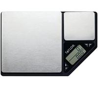 KitchenCraft Báscula Digital de Cocina Doble Plataforma, Taylor Pro Estándar Profesional, Precisión y Función de Tara, Acero Inoxidable Cepillado, Capacidad 5kg Negro/Plateado