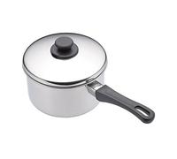 KitchenCraft Cazuela para Cocinas de Inducción Extra Profunda con Tapa, Sartén de Acero Inoxidable de 16 cm - Plateada