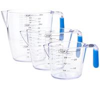 KitchenCraft Colourworks, Juego de 3 jarras medidoras, Azul